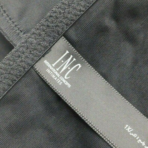 INC International Concepts Womens Thong Bikini Panty Deep Black Plus Size 1X NEW - Picture 6 of 10